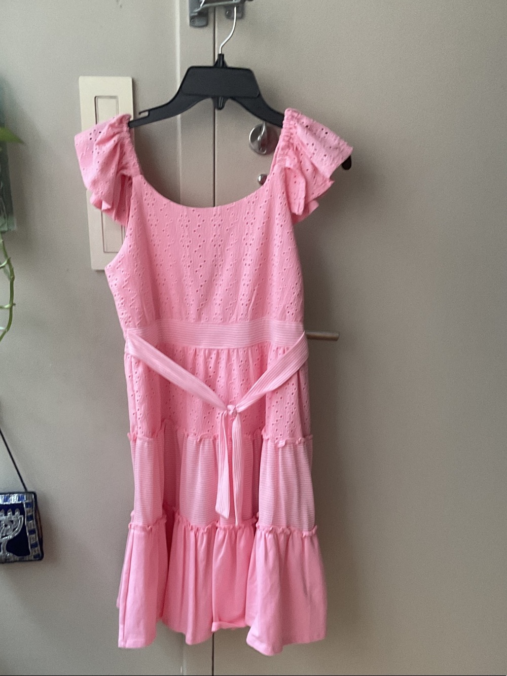 Bonnie Jean Pink Eyelet Ruffle Tiered Dress